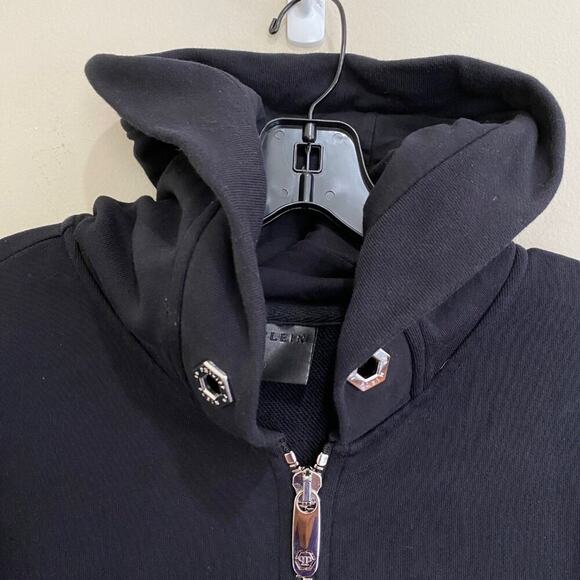 Philipp Plein Crystal Rhinestone Half Skull Hoodie *Black* Sz XL - Picture 4 of 14